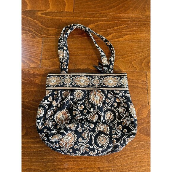 Vera Bradley Retired Cafe Latte Quilted Pattern Purse Handbag Paisley Brown - Picture 11 of 11